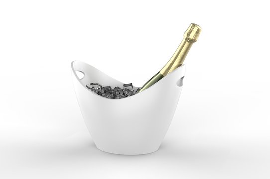 Blank boat shaped ice bucket for promotional branding. 3d render illustration.