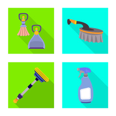 Vector design of cleaning and equipment icon. Set of cleaning and transport stock symbol for web.