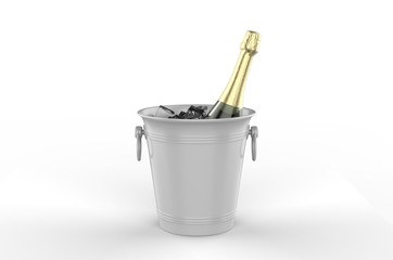 Blank vintage ice bucket for promotional branding. 3d render illustration.