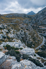 Winding highway in the mountains  of Sierra de Tramuntana, Mallorca
