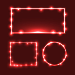 Glowing Light Christmas Frame with Glitter Bokeh Effect