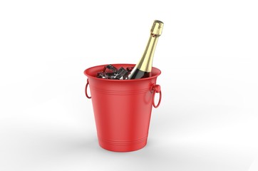 Blank vintage ice bucket for promotional branding. 3d render illustration.