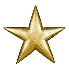 Glossy golden metal star ornament