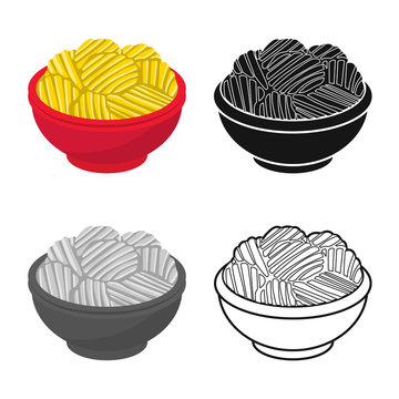 Vector Design Of Bowl And Chip Sign. Graphic Of Bowl And Potato Vector Icon For Stock.