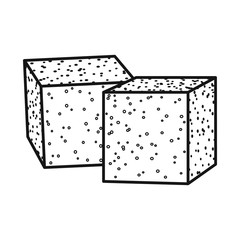 Vector illustration of cube and sugar symbol. Graphic of cube and brown stock symbol for web.