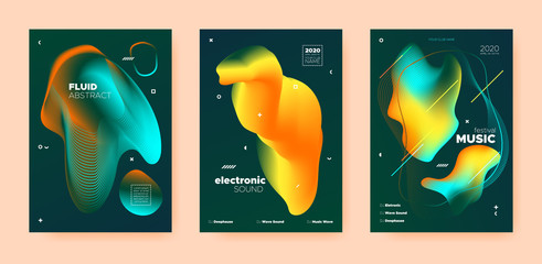 Electro Music Poster. Abstract Gradient Shape. 