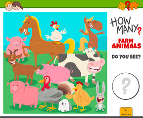 how many farm animals educational task for children