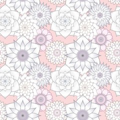 Seamless pattern with bright multicolored flowers.  For Wallpapers and design. EPS 10.
