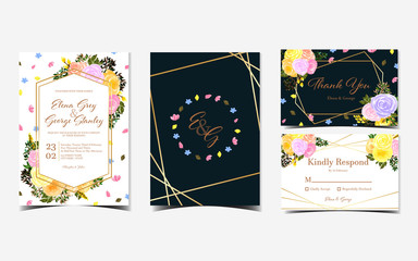 Fototapeta na wymiar set of colorful wedding invitation