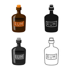 Vector design of rum and bottle logo. Set of rum and stopper stock symbol for web.