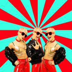 Hot blonde. Girls power party style. Night party concept