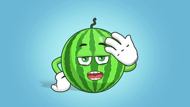 Cartoon Watermelon Face Animation Facepalm Upset Speak with Alpha Matte