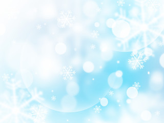 Christmas blue background with snowflakes