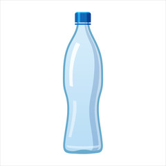 Plastic water bottle icon empty liquid container drink with screw cap