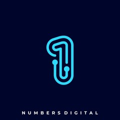 Numbers Circuit Illustration Vector Template