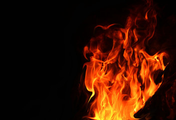 Obraz premium Various fire energy patterns that are burning on a black background.