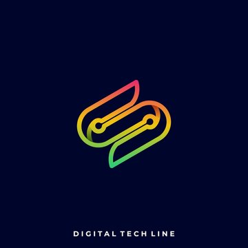 Letter Circuit Illustration Vector Template