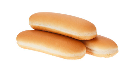 Hot dog buns isolated on white background.