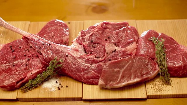 Raw meat with spices