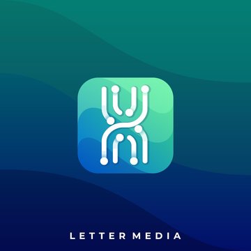 Letter Circuit Icon Application Illustration Vector Template