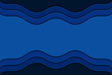 Abstract blue background with curve lines and waves. Paper cut water wallpaper.