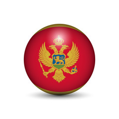 Flag of Montenegro in the form of a ball isolated on white background.