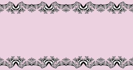 Double fractal edging with central space, in black, white and pinkish color