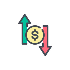 Financial exchange color line icon. Exchange trading vector outline colorful sign.