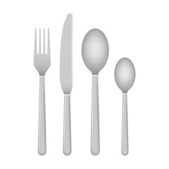 Knife and fork. Cutlery, dishes, coffee spoon, spoon. Vector stock illustration.