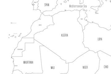 Fototapeta premium Map of North-western Africa. Handdrawn doodle style. Vector illustration