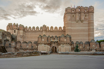 main facade of coca .coca. segovia community of castile and leon. Spain.