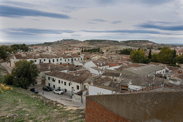 Aerial view of the outskirts of the ancient town of Chinchon. Madrid's community. Spain - 305751122