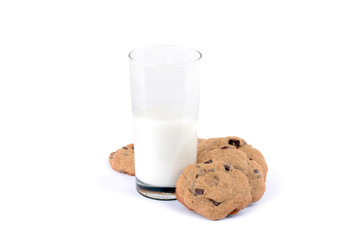 glass of milk and chocolate chip cookies