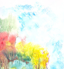 Obraz na płótnie Canvas abstract watercolor tender autumn forest background