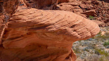 Red sandstone rock formation in Valley of Fire State Park, Nevada that resemble a beehive