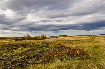 Obraz premium Iceland, autumn, typical Icelandic landscape, clouds expanse of water