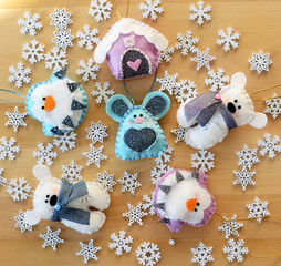 Handmade Сhristmas felt decorations set toys