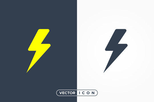 Rounded Flash Icon. Thunderbolt Lightning Power Energy Electricity symbol. Flat Vector Design