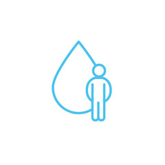 water drop with person silhouette line style icon