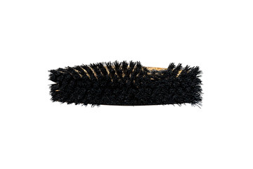 Brush for polishing shoes with black bristles, isolated on a white background with a clipping path.