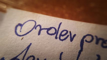 Close-Up order word on sheet of paper. Macro photo.