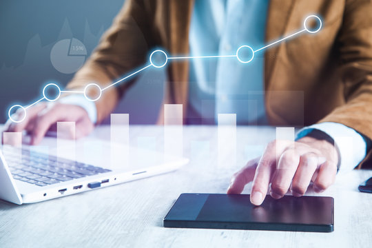 man hand tablet and neatwork in screen