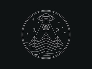 White on black background Mystery of Egypt vector illustration for any use