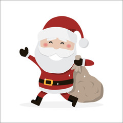 Santa Claus holding a bag. Christmas vector illustration