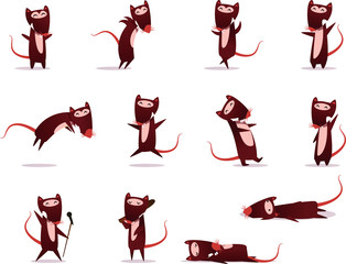 Classic Rat mouse. Chinese New Year. Year of the rat. Lucky rat vector illustration