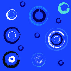 color circles of different brushes on trendy blue background