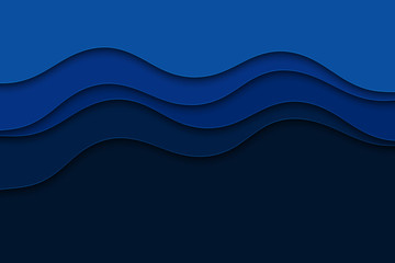 Abstract background with curve lines and waves. Paper cut water wallpaper.