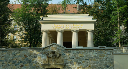 Mausoleum of Yugoslav soldiers, South Slavic mausoleum in the park, monumental neoclassicism from...