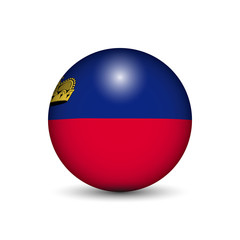 Flag of Liechtenstein in the form of a ball isolated on white background.