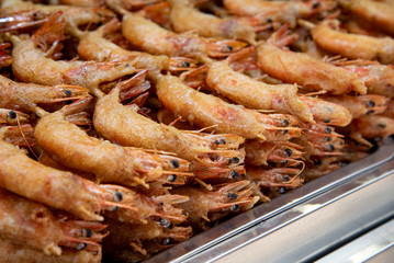 Delicious cooked healthy fresh shrimps.